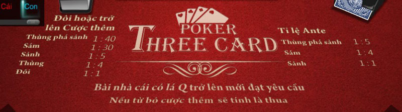 Biểu tỷ lệ ăn thưởng Three Card Poker Kubet