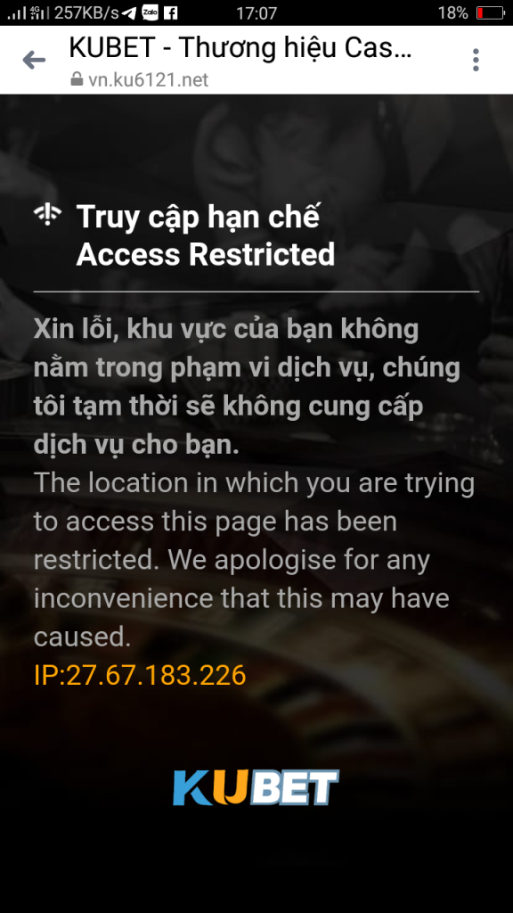  do địa chỉ IP hoặc proxy của những nhà mạng Việt Nam đang bị lỗi