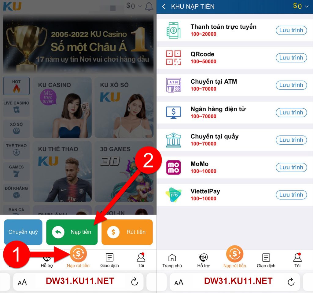 Hướng dẫn mở khóa chức năng nạp tiền trên Kubet 