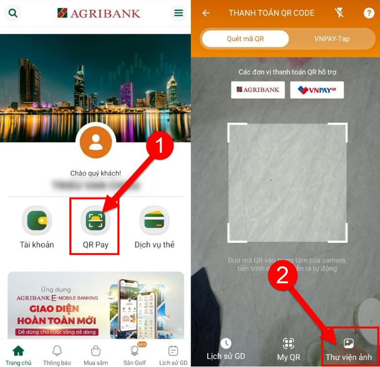 Hướng dẫn nạp tiền thông qua ngân hàng Agribank 