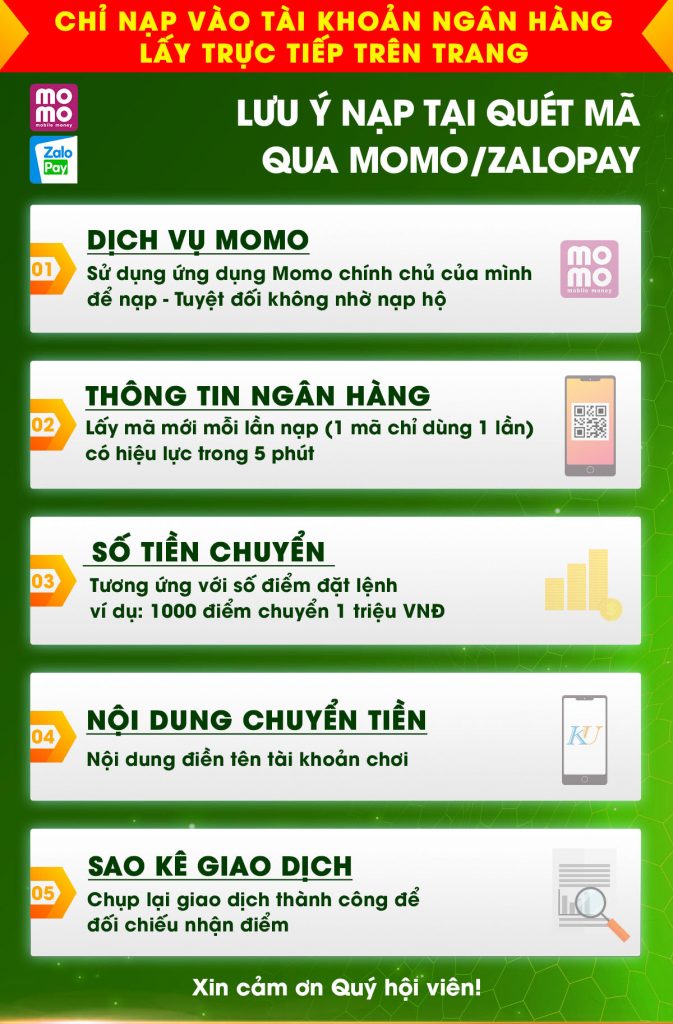 Hướng dẫn nạp tiền thông qua ví điện tử MoMo