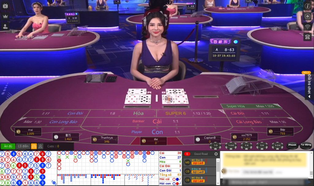 Giao diện game Baccarat tại sàn Kubet.