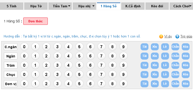 Bắt kép 1 hàng số cũng là cách cược hay của đa số cược thủ 