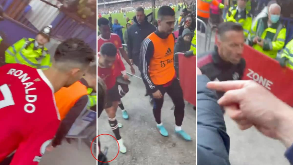 Gambar di tengah adalah saat Ronaldo membanting ponsel ke tanah - (Kubet update)