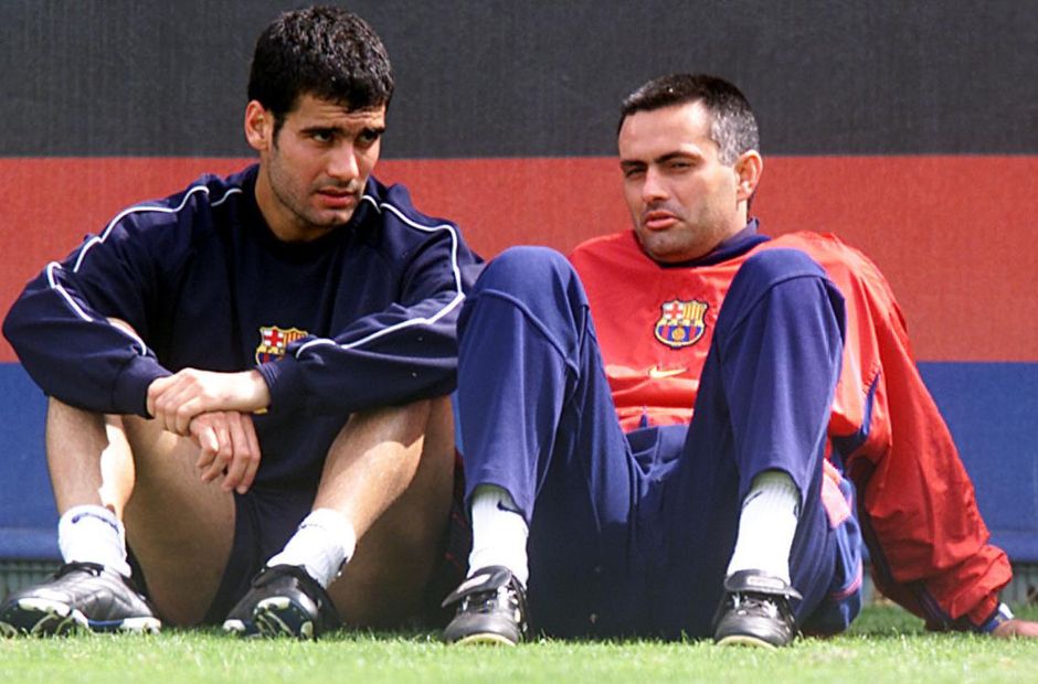 Jose Mourinho dan Pep Guardiola saat bekerja di Barca.