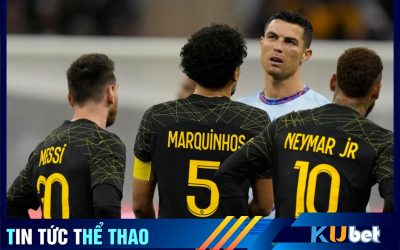 Ronaldo đang nói về giải đấu Saudi Pro League cho Messi, Neymar cùng Marquinhos nghe