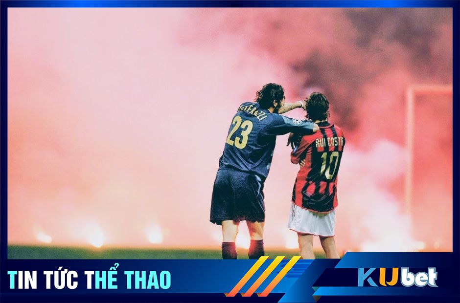 Hình ảnh về trận đối đầu giữa Inter Vs Milan tại bán kết Champions League cách đây đúng 20 năm.