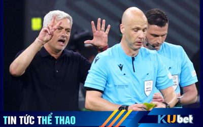 HLV Mourinho không hài lòng với quyết định của trọng tài Anthony trong trận chung kết Europa League.