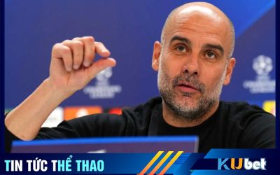 HLV Pep trong cuộc phỏng vấn tại giải đấu Champions League