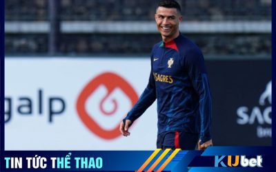 Ronaldo cười rất tươi trong lần hội quân cùng đội tuyển Bồ Đào Nha