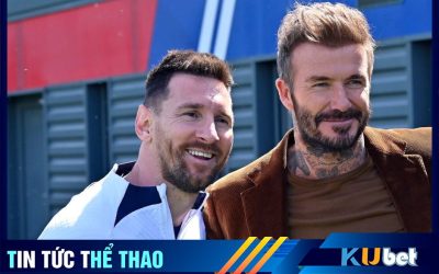 Messi và Beckham trong lần gặp mặt nhau gần đây nhất.