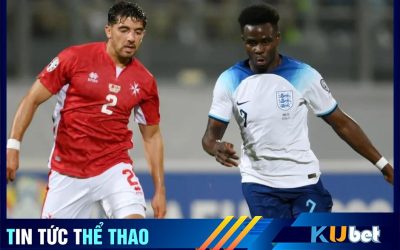 Bukayo Saka dính chấn thương mắt cá trong trận đối đầu cùng Malta