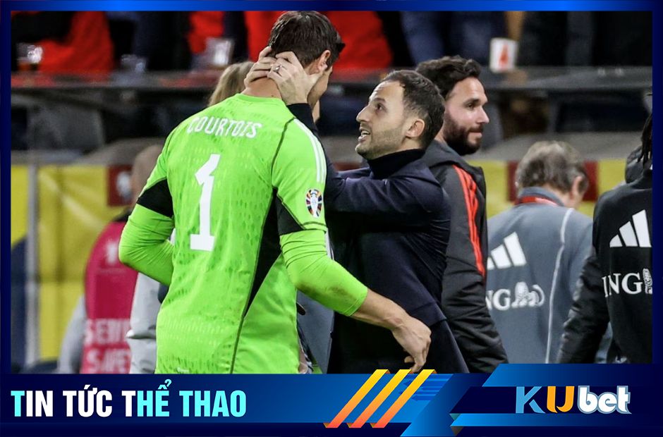 HLV Tedesco và Courtois sau trận tuyển Bỉ hòa Áo 1-1