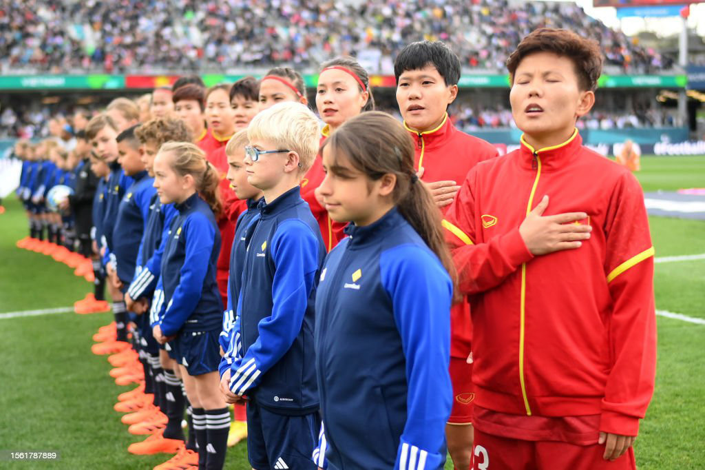 Khoảnh khắc thiêng liêng khi hát vang quốc ca Việt Nam tại đấu trường quốc tế World Cup 2023 
