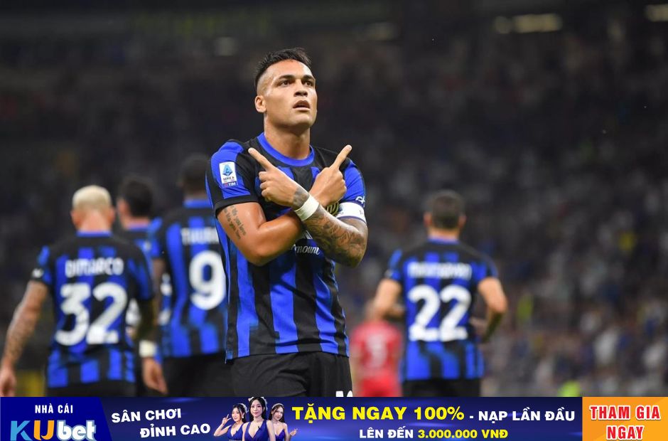 Kubet cập nhật hình ảnh tiền đạo Lautaro Martinez ăn mừng bàn thắng trong màu áo CLB Inter Milan. 