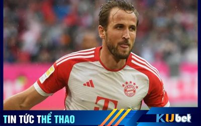 Kubet cập nhật hình ảnh Harry Kane ăn mừng bàn thắng ghi được vào lưới Augsburg trên sân nhà trong màu áo Bayern.