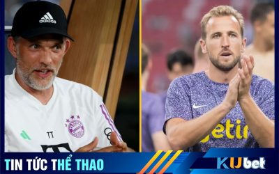 HLV Bayern ông Tuchel đang đội mũ và Harry Kane trong một bức ảnh