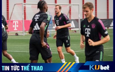 Harry Kane tập luyện cùng các đồng đội tại Bayern ngày đầu tiên