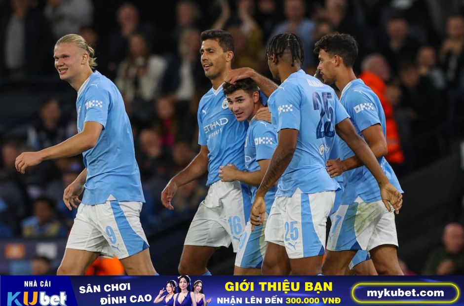 Kubet cập nhật hình ảnh Alvarez ăn mừng bàn thắng cùng đồng đội tại Man City 