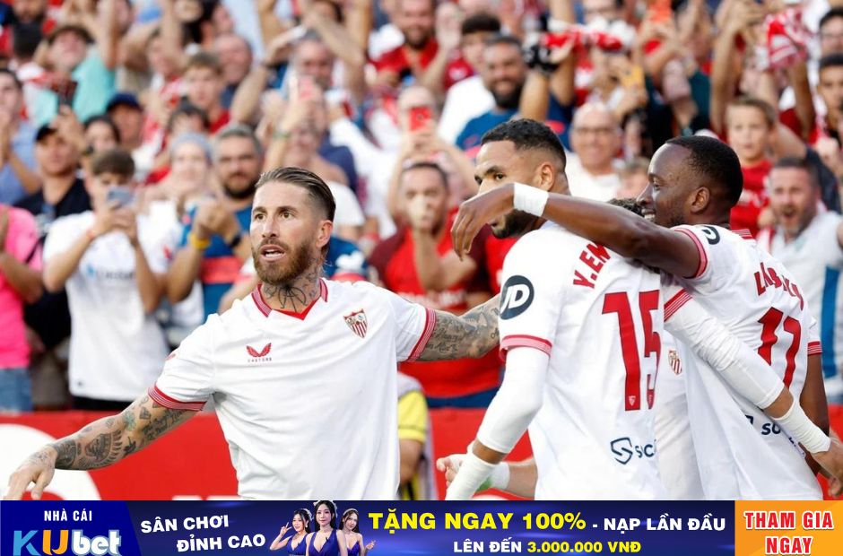 Kubet cập nhật hình ảnh Ramos ăn mừng bàn thắng cùng các đàn em tại Sevilla