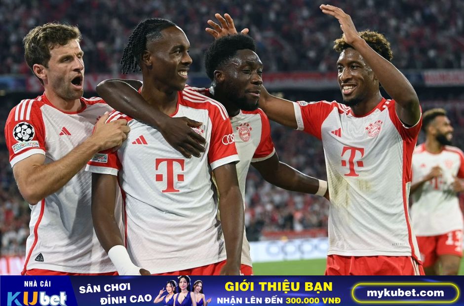Kubet cập nhật hình ảnh các cầu thủ Bayern Munich ăn mừng bàn thắng thứ 4 vào lưới Man Utd