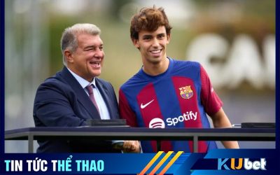 Kubet cập nhật hình ảnh chủ tịch Barca Joan Laporta bắt tay tân binh Joao Felix trong ngày tân bình này ra mắt CLB