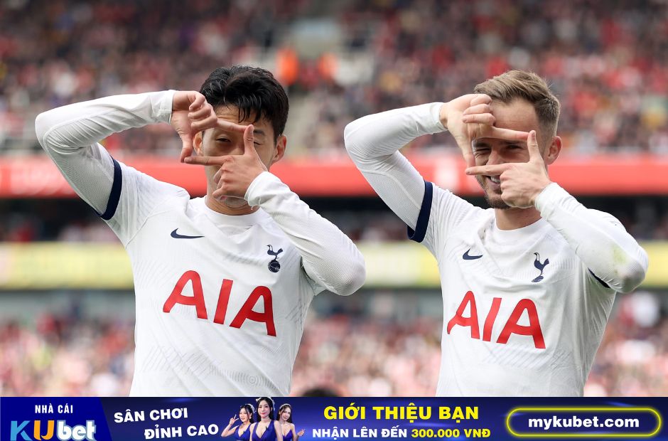 Kubet cập nhật hình ảnh Son Heung Min (bên trái) và Madison (bên phải) đang ăn mừng bàn thắng ghi được vào lưới Arsenal