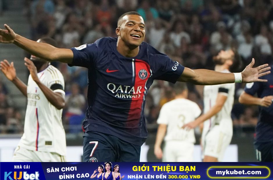 Kubet cập nhật hình ảnh Mbappe ăn mừng bàn thắng ghi được vào lưới Lyon