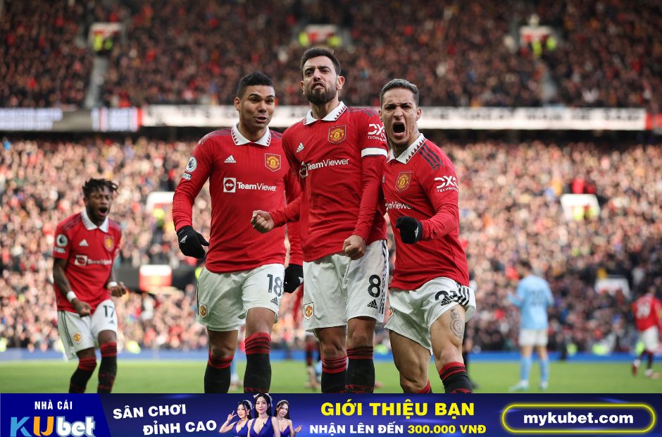 Kubet cập nhật hình ảnh các cầu thủ Man Utd ăn mừng bàn thắng ghi được vào lưới Man City mùa giải trước