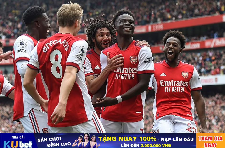 Kubet cập nhật hình ảnh các cầu thủ Arsenal ăn mừng bàn thắng ghi được vào lưới Man Utd 