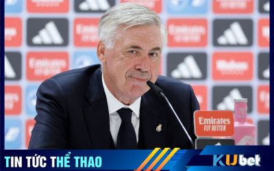 Kubet cập nhật hình ảnh HLV Ancelotti trả lời phỏng vấn sau trận đấu