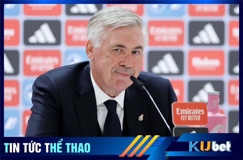 Kubet cập nhật hình ảnh HLV Ancelotti trả lời phỏng vấn sau trận đấu