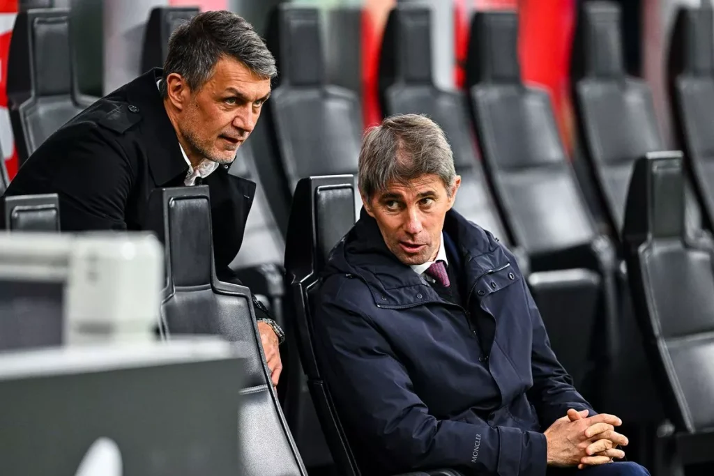 Cựu giám đốc AC Milan Paulo Maldini và Ricky Massara đã được liên kết với việc chuyển đến Old Trafford (Ảnh Kubet)